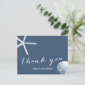 Classy Navy Blue Beach Theme Wedding Bedankt Briefkaart (Staand voorkant)