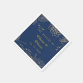 Classy Navy Blue Botanical Florals Wedding Servet (Hoek)