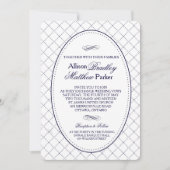 Classy Navy Blue Check Pattern Weddenschap Kaart (Voorkant)