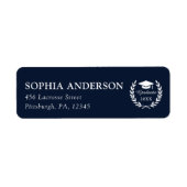 Classy Navy Blue Custom Afstuderen Retouradres Etiket (Voorkant)