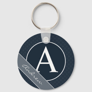 Classy Navy Blue Custom Monogram Sleutelhanger