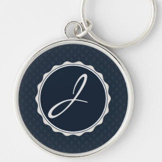 Classy Navy Blue Custom Monogram Sleutelhanger