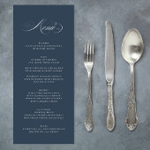 Classy Navy Blue Elegant Calligraphy Wedding Menu