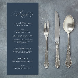 Classy Navy Blue Elegant Calligraphy Wedding Menu