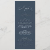 Classy Navy Blue Elegant Calligraphy Wedding Menu (Voorkant)