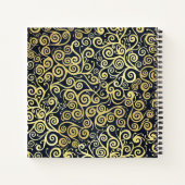 Classy Navy Blue en Gold Swirl bruiloft gastenboek Notitieboek (Achterkant)