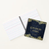 Classy Navy Blue en Gold Swirl bruiloft gastenboek Notitieboek (Binnen)