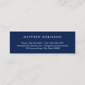 Classy Navy Blue en White Afstuderen Afstuderen Mini Visitekaartje (Achterkant)