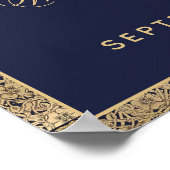 Classy Navy Blue Gold Birthday Party Welkomstteken Poster (Hoek)