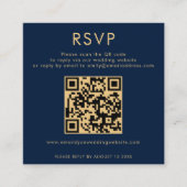 Classy Navy Blue Gold QR Code Weddenschap RSVP Informatiekaartje (Voorkant)