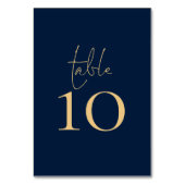 Classy Navy Blue Gold Script Weddenschap Kaart (Achterkant)