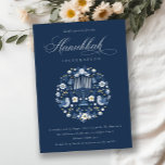 Classy Navy Blue Hanukkah Floral Party Invite Feestdagenkaart<br><div class="desc">Als u nog meer aanpassingen nodig hebt,  kunt u mij op yellowfebstudio@gmail.com vrij klikken.</div>