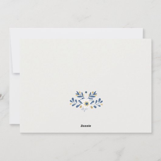 Classy Navy Blue Happy Hanukkah 1 Floral Feestdagenkaart (Achterkant)