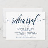 Classy Navy Blue, Huwelijksrepetitie en diner Kaart (Voorkant)