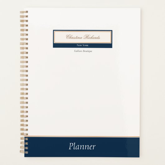 Classy Navy Blue Ivory Business Planner (Voorkant)