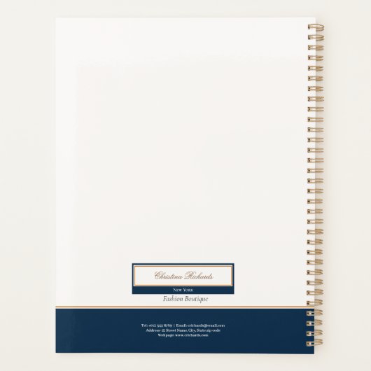 Classy Navy Blue Ivory Business Planner (Achterkant)