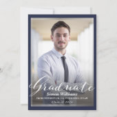 Classy Navy Blue Law School Graduparty Foto Kaart (Achterkant)