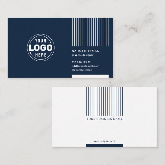 Classy Navy Blue Minimalist Corporate Visitekaartje (Voorkant / Achterkant)