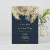 Classy navy blue palm tropical Weddenschap Kaart (Staand voorkant)