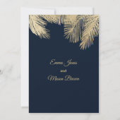 Classy navy blue palm tropical Weddenschap Kaart (Achterkant)