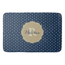 Classy Navy Blue Polka Dots en Coral Monogram
