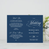 Classy Navy Blue, vouwbaar huwelijksprogramma (Staand voorkant)