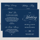 Classy Navy Blue, vouwbaar huwelijksprogramma (Voorkant / Achterkant)