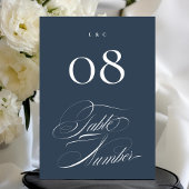 Classy Navy Blue Wedding 5 x 7 Table Numbers Kaart