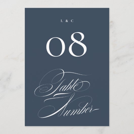 Classy Navy Blue Wedding 5 x 7 Table Numbers Kaart (Achterkant)