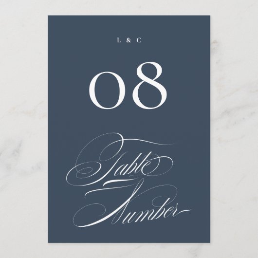 Classy Navy Blue Wedding 5 x 7 Table Numbers Kaart (Voorkant)