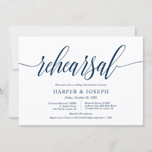 Classy Navy Blue, Wedding Rehearsal and Dinner Kaart
