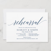 Classy Navy Blue, Wedding Rehearsal and Dinner Kaart (Voorkant)
