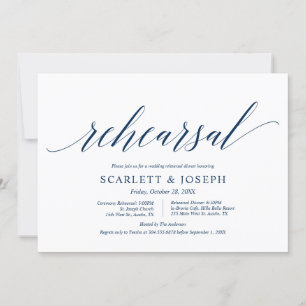 Classy Navy Blue, Wedding Rehearsal and Dinner Kaart