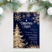 Classy Navy Gold Glitter Corporate Christmas Party Kaart