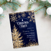Classy Navy Gold Glitter Corporate Christmas Party Kaart