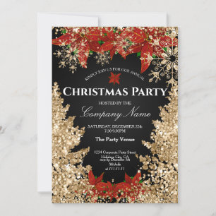 Classy Navy Gold Glitter Corporate Christmas Party Kaart