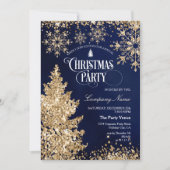 Classy Navy Gold Glitter Corporate Christmas Party Kaart (Voorkant)