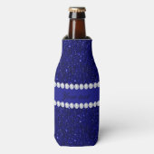 Classy Navy Sequins en diamanten gepersonaliseerd Flesjeskoeler (Fles Voorkant)