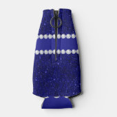 Classy Navy Sequins en diamanten gepersonaliseerd Flesjeskoeler (Achterkant)