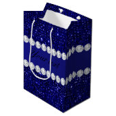 Classy Navy Sequins en Diamonds - Gepersonaliseerd Medium Cadeauzakje (Voorkant Gekanteld)