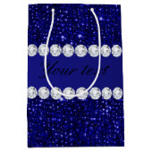 Classy Navy Sequins en Diamonds - Gepersonaliseerd Medium Cadeauzakje (Voorkant)