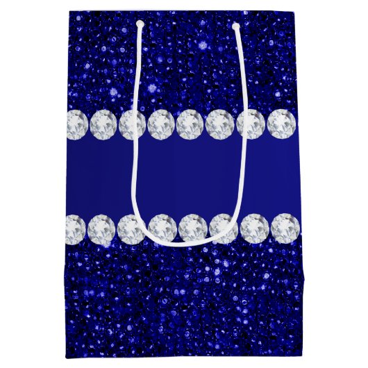 Classy Navy Sequins en Diamonds - Gepersonaliseerd Medium Cadeauzakje (Achterkant)