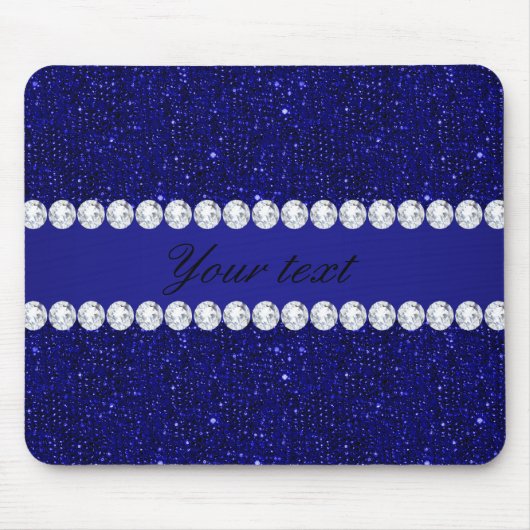 Classy Navy Sequins en Diamonds - Gepersonaliseerd Muismat (Voorkant)