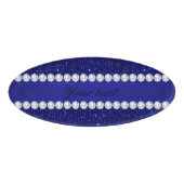 Classy Navy Sequins en Diamonds - Gepersonaliseerd Naambadge (Voorkant)