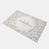 Classy Neutral Cheetah Print Family Initiaal & Nam Deurmat (Schuin)