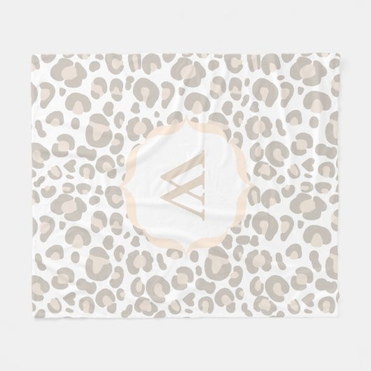 Classy Neutral Cheetah Print & Initiaal Letter Fleece Deken (Voorkant (Horizontaal))