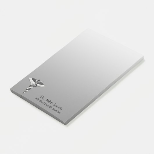 Classy Noble Caduceus Medical Elegant Black White Post-it® Notes (Schuin)