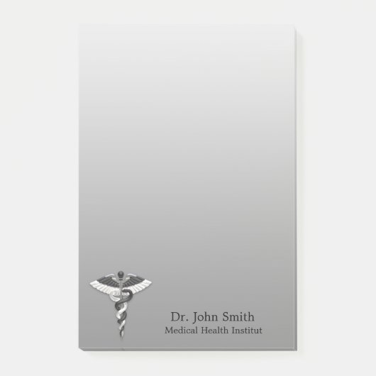 Classy Noble Caduceus Medical Elegant Black White Post-it® Notes (Voorkant)