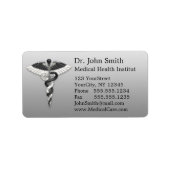 Classy Noble Elegant Black White Caduceus Medical Etiket (Voorkant)
