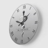 Classy Noble Medical Asclepius Elegant Black White Grote Klok (Hoek)